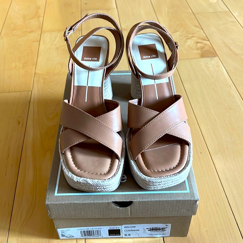 Dolce Vita, Arlow, Luggage (tan), 9.5 leather ankle wrap high heel
